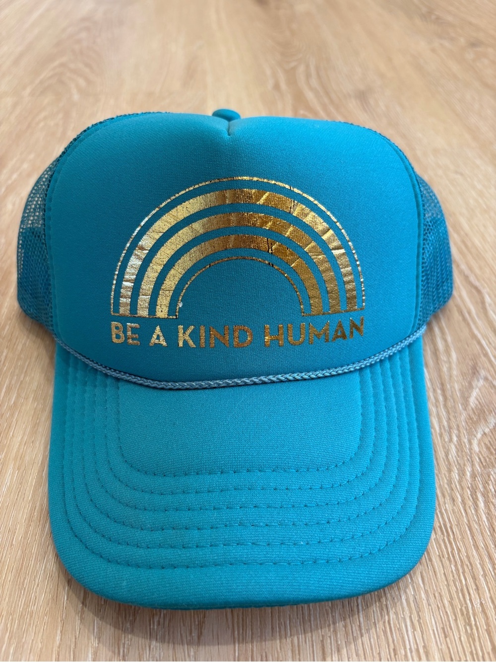 Never Give‎ Up Teal Mesh Trucker Hat Brand New